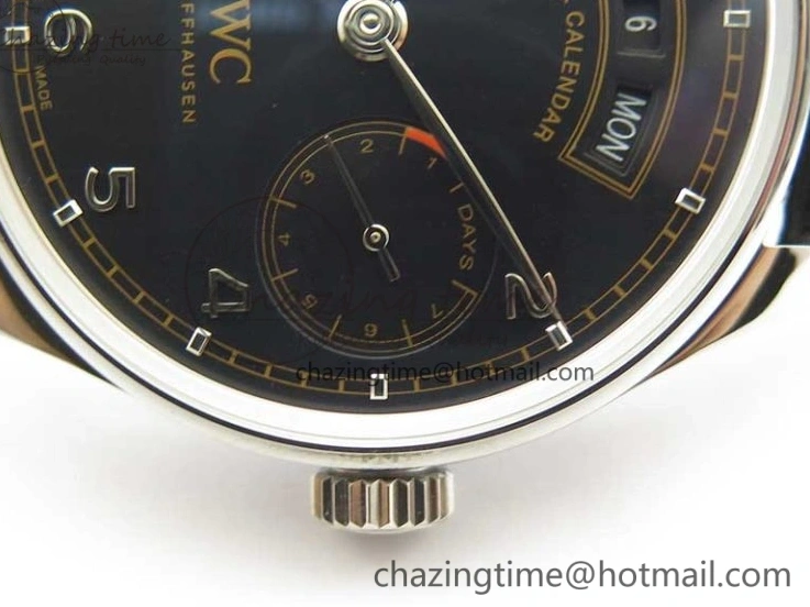 MIROTIME 0505 Portuguese Real PR Real Annual Calendar IW503502 ZF 1:1 Best Edition Black Dial Steel Markers on Black Leather Strap A StreetReady 7134